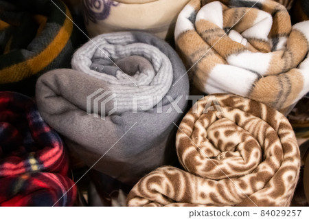 Set of fluffy soft plaids roll. Accessory for home. Set of fluffy soft plaids roll. Accessory for home. 84029257