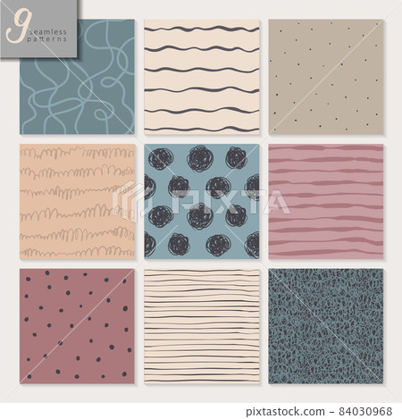 Set of nine hand drawn seamless abstract patterns Set of nine hand drawn seamless abstract patterns 84030968