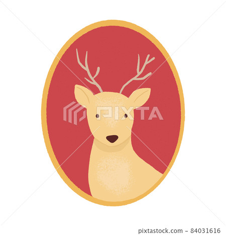 Cute cozy deer portrait artwork in the oval frame Cute cozy deer portrait artwork in the oval frame 84031616