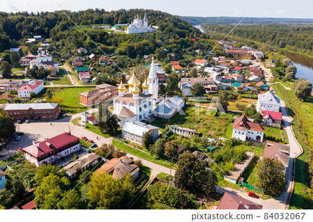 Panorama of sights of historic center and Klyazma river. Gorokhovets. Russia 84032067