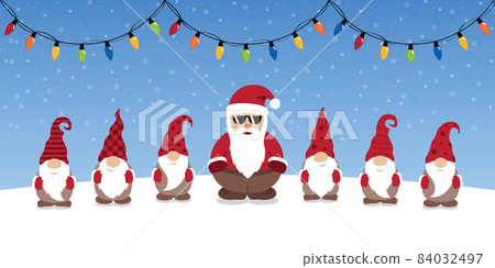 cool santa claus and his helper gnome christmas cartoon 84032497