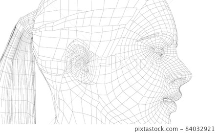Wireframe portrait of a young beautiful girl Wireframe portrait of a young beautiful girl 84032921