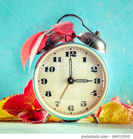 Daylight Saving Time concept, fall back in autumn, square image Daylight Saving Time concept, fall back in autumn, square image 84032950