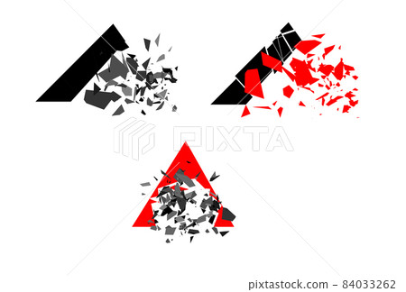 Shape explosion broken and shattered flat style design vector illustration set. Shape explosion broken and shattered flat style design vector illustration set. 84033262