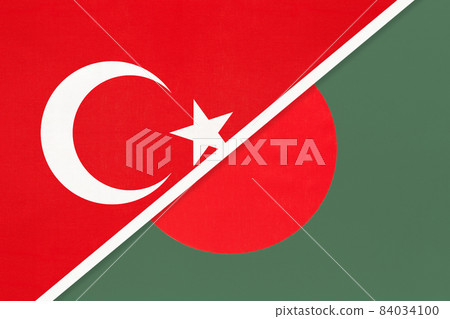 Turkey and Bangladesh, symbol of country. Turkish vs Bangladeshi national flag Turkey and Bangladesh, symbol of country. Turkish vs Bangladeshi national flag 84034100