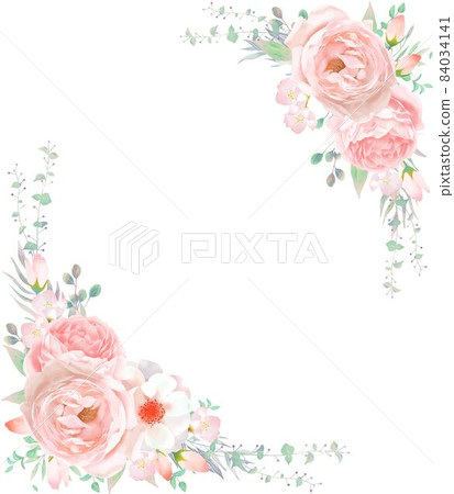 Frame vector illustration material of pink rose... - Stock Illustration ...