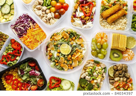 flat lay batch cooking composition. High quality beautiful photo concept 84034397