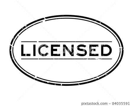 Grunge black licensed word oval rubber seal stamp on white background Grunge black licensed word oval rubber seal stamp on white background 84035591