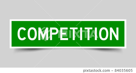 Square label sticker with word competition in green color on gray background Square label sticker with word competition in green color on gray background 84035605