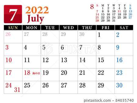 2022 Horizontal Simple Calendar July 2022 Horizontal Simple Calendar July 84035740