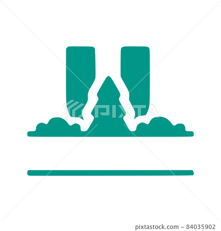 Letter u and natural landscape, nature monogram design isolated on white background. 84035902