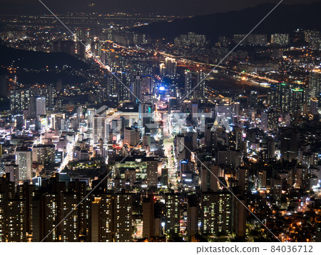 Night scenery of downtown street in Busan, South Korea Night scenery of downtown street in Busan, South Korea 84036712