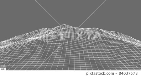 Wireframe landscape on white background. Abstract geometric vector technology background. 3d vector digital background. Wireframe landscape on white background. Abstract geometric vector technology background. 3d vector digital background. 84037578