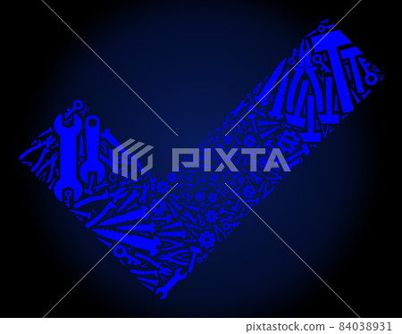 Collage Yes of Service Tools in Blue Colors Collage Yes of Service Tools in Blue Colors 84038931