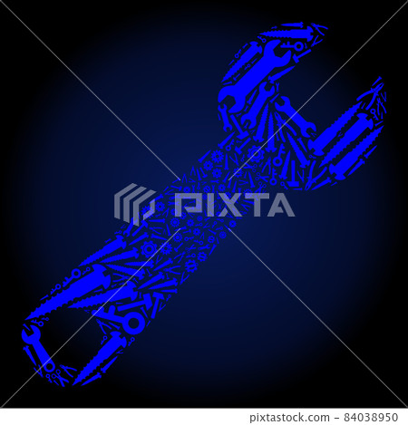 Composition Wrench of Repair Tools in Blue Colors Composition Wrench of Repair Tools in Blue Colors 84038950