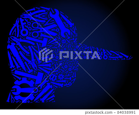 Mosaic Liar of Industrial Tools in Blue Colors 84038991