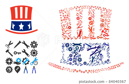 Composition Uncle Sam Hat of Repair Tools Composition Uncle Sam Hat of Repair Tools 84040367