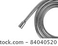 Shower hose on a white background. Silver shower hose close-up. 84040520