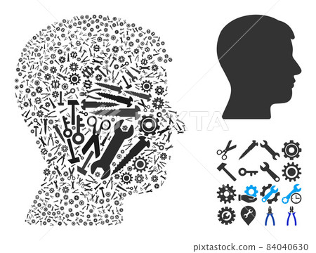 Collage Man Head Profile of Service Tools 84040630
