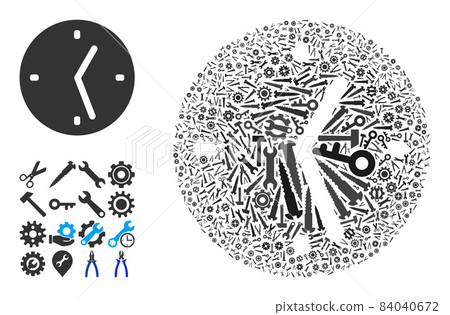 Collage Clock of Industrial Tools Collage Clock of Industrial Tools 84040672