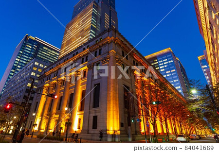 Cityscape of Nihonbashi, Chuo-ku, Tokyo Night view of Mitsui Main Building 84041689
