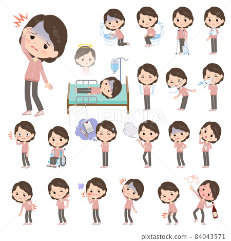 Injured or sick state pink jersey middle-aged female set 84043571