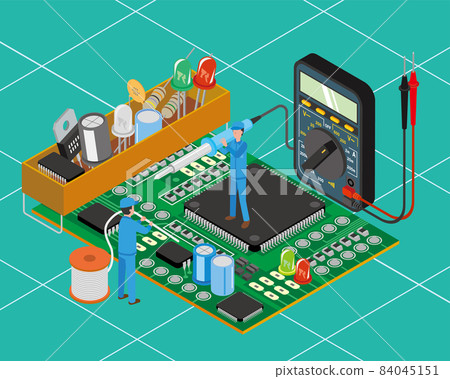 Isometric image illustration of electronic work Isometric image illustration of electronic work 84045151