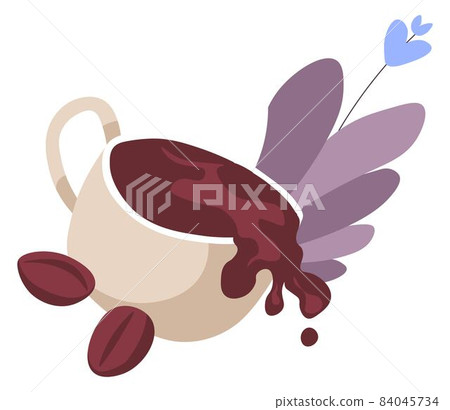Spilling coffee, cup with pouring tea or chocolate Spilling coffee, cup with pouring tea or chocolate 84045734