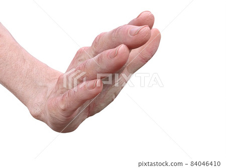 The hand of an elderly man, an old man isolated on white background 3d illustration The hand of an elderly man, an old man isolated on white background 3d illustration 84046410