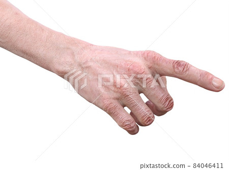 The hand of an elderly man, an old man isolated on white background 3d illustration The hand of an elderly man, an old man isolated on white background 3d illustration 84046411