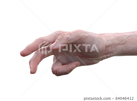 The hand of an elderly man, an old man isolated on white background 3d illustration 84046412