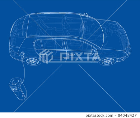 Electric Vehicle Charging Station Sketch Electric Vehicle Charging Station Sketch 84048427