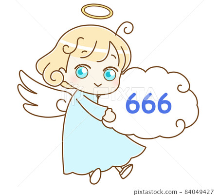 Angel and angel number 666 facing left 84049427