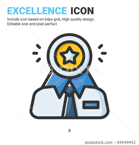 Excellence icon vector with outline color style isolated on white background. Vector illustration goodness sign symbol icon concept for business, finance, industry, company, apps, web and all project Excellence icon vector with outline color style isolated on white background. Vector illustration goodness sign symbol icon concept for business, finance, industry, company, apps, web and all project 84049452