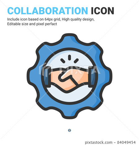 Collaboration icon vector with outline color style isolated on white background. Vector illustration teamwork, contribution sign symbol icon concept for business, finance, industry, apps and project Collaboration icon vector with outline color style isolated on white background. Vector illustration teamwork, contribution sign symbol icon concept for business, finance, industry, apps and project 84049454