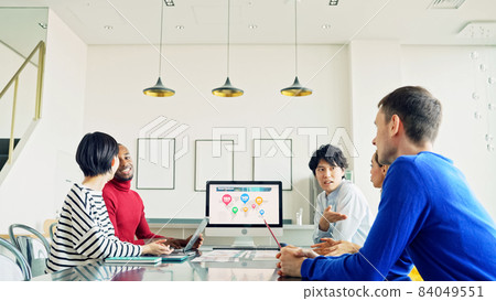 Multinational group to meet Global business teamwork slow motion circle shot 84049551