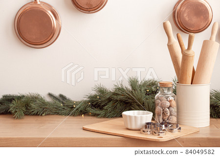 Baking tools for Christmas baking copy space 84049582