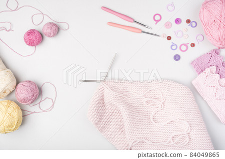 flat lay knitting supplies 2. High quality beautiful photo concept flat lay knitting supplies 2. High quality beautiful photo concept 84049865