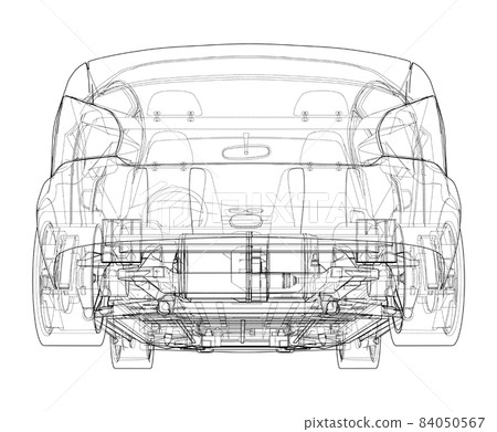 Electric Car With Chassis. 3d illustration Electric Car With Chassis. 3d illustration 84050567