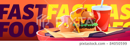Fast food restaurant poster with burger, pizza Fast food restaurant poster with burger, pizza 84050599