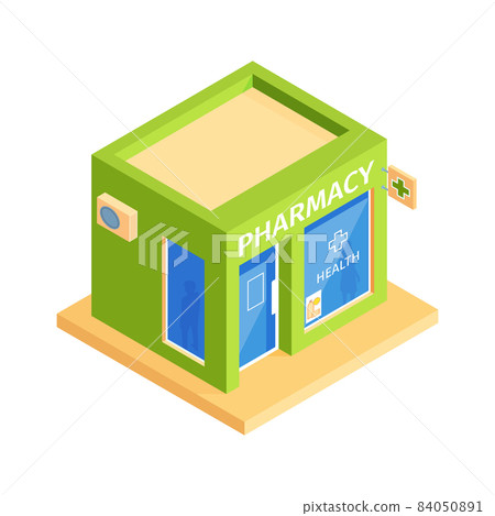 Isometric Pharmacy Building Composition 84050891