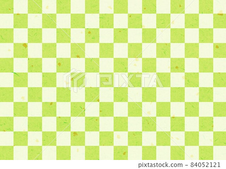 黃綠色格子日式花紋 84052121