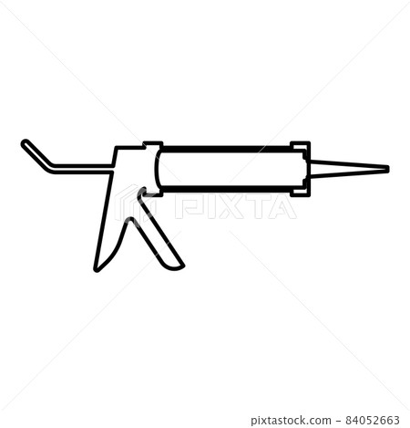 Silicone gun Caulking glue seal contour outline icon black color vector illustration flat style image Silicone gun Caulking glue seal contour outline icon black color vector illustration flat style image 84052663