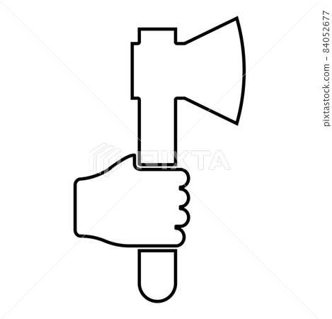 Axe in hand contour outline icon black color vector illustration flat style image 84052677
