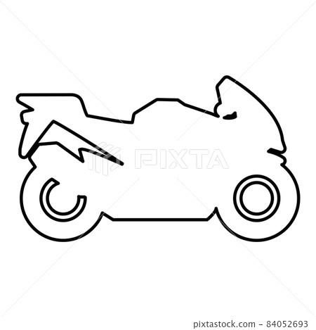 Motorbike silhouette motorcycle sport bike contour outline icon black color vector illustration flat style image 84052693