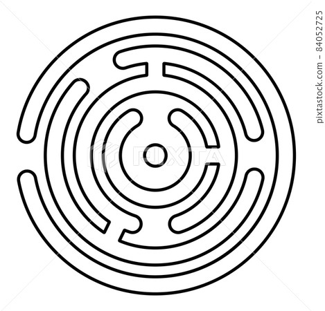 Round Maze contour outline icon black color vector illustration flat style image 84052725