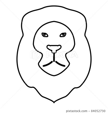Lion Animal Wild cat head contour outline icon black color vector illustration flat style image Lion Animal Wild cat head contour outline icon black color vector illustration flat style image 84052730