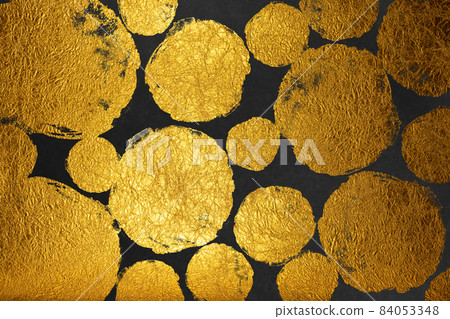Japanese-style image background with a gold circle pattern on matte black 84053348
