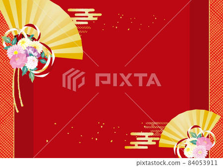 新年背景風扇和水引 84053911