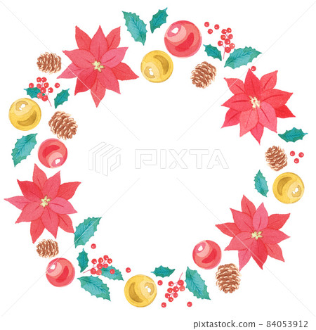 一品紅聖誕花環水彩插圖 84053912